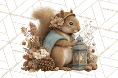 Muted Woodland Winter Animals PNG, Watercolor Forest Clipart Product Image 4