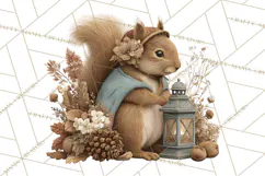 Muted Woodland Winter Animals PNG, Watercolor Forest Clipart Product Image 4