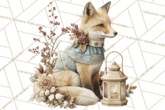 Muted Woodland Winter Animals PNG, Watercolor Forest Clipart Product Image 5