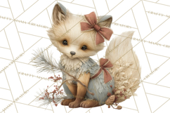 Muted Woodland Winter Animals PNG, Watercolor Forest Clipart Product Image 2