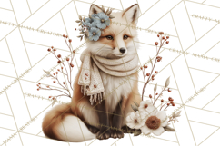 Muted Woodland Winter Animals PNG, Watercolor Forest Clipart Product Image 3