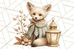 Muted Woodland Winter Animals PNG, Watercolor Forest Clipart Product Image 4