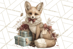 Muted Woodland Winter Animals PNG, Watercolor Forest Clipart Product Image 2