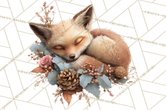 Muted Woodland Winter Animals PNG, Watercolor Forest Clipart Product Image 5