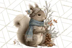 Muted Woodland Winter Animals PNG, Watercolor Forest Clipart Product Image 5
