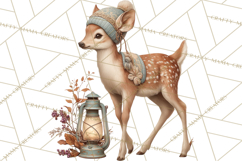 Muted Woodland Winter Animals PNG, Watercolor Forest Clipart Product Image 2