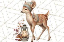 Muted Woodland Winter Animals PNG, Watercolor Forest Clipart Product Image 2