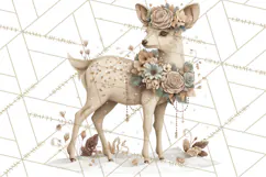 Muted Woodland Winter Animals PNG, Watercolor Forest Clipart Product Image 3