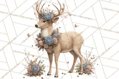 Muted Woodland Winter Animals PNG, Watercolor Forest Clipart Product Image 4