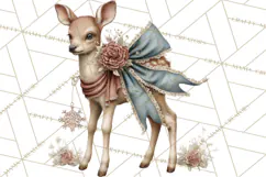 Muted Woodland Winter Animals PNG, Watercolor Forest Clipart Product Image 5