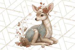 Muted Woodland Winter Animals PNG, Watercolor Forest Clipart Product Image 3