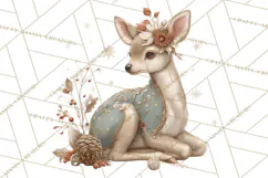 Muted Woodland Winter Animals PNG, Watercolor Forest Clipart Product Image 3