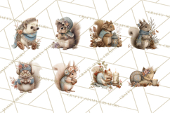 Muted Woodland Winter Animals PNG, Watercolor Forest Clipart Product Image 2