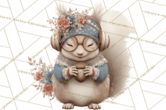 Muted Woodland Winter Animals PNG, Watercolor Forest Clipart Product Image 2