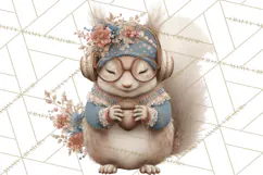 Muted Woodland Winter Animals PNG, Watercolor Forest Clipart Product Image 2