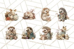 Muted Woodland Winter Animals PNG, Watercolor Forest Clipart Product Image 6
