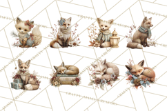Muted Woodland Winter Animals PNG, Watercolor Forest Clipart Product Image 7