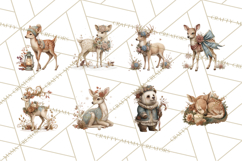 Muted Woodland Winter Animals PNG, Watercolor Forest Clipart Product Image 8
