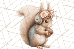 Muted Woodland Winter Animals PNG, Watercolor Forest Clipart Product Image 3