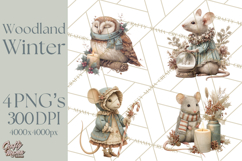 Muted Woodland Winter Animals PNG, Watercolor Forest Clipart Product Image 1