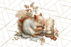 Muted Woodland Winter Animals PNG, Watercolor Forest Clipart Product Image 4