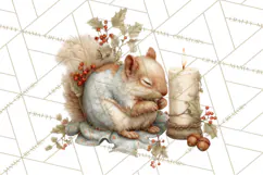 Muted Woodland Winter Animals PNG, Watercolor Forest Clipart Product Image 4