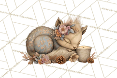 Muted Woodland Winter Animals PNG, Watercolor Forest Clipart Product Image 5