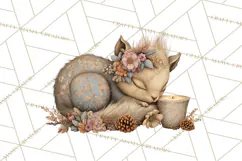 Muted Woodland Winter Animals PNG, Watercolor Forest Clipart Product Image 5