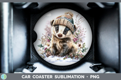 GorgeousWoodland Winter Knit Hat Car Coaster design.
