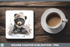 GorgeousWoodland Winter Knit Hat Square Coaster design.