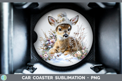 GorgeousWoodland Winter Knit Hat Car Coaster design.