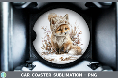 GorgeousWoodland Winter Knit Hat Car Coaster design.
