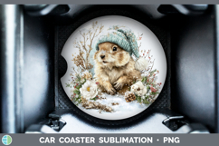 GorgeousWoodland Winter Knit Hat Car Coaster design.