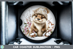 GorgeousWoodland Winter Knit Hat Car Coaster design.
