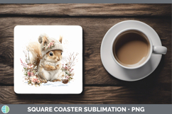 GorgeousWoodland Winter Knit Hat Square Coaster design.