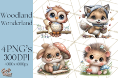 Woodland Clipart, Forest Animals, Fairy Tale Clipart Png Product Image 1