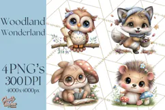 Woodland Clipart, Forest Animals, Fairy Tale Clipart Png Product Image 1