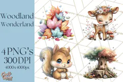 Woodland Clipart, Forest Animals, Fairy Tale Clipart Png Product Image 1