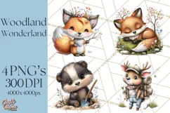 Woodland Clipart, Forest Animals, Fairy Tale Clipart Png Product Image 1