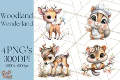 Woodland Clipart, Forest Animals, Fairy Tale Clipart Png Product Image 1