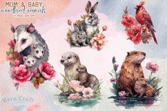 Mom&amp;Baby Woodland Animals Watercolor Clipart - 11 Variations Product Image 2