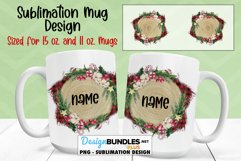 Wood Slice Wreath 11 & 15 oz Mug Sublimation Design Product Image 1