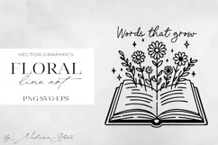 Floral Line Art Clipart | Wildflower SVG, PNG, EPS. Product Image 1