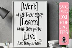 Motivational Sign: Work, Learn, Live SVG cut file Product Image 1