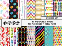 Back to School Digital Papers, scrapbook backgrounds designs Product Image 2