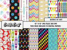 Back To School Digital Paper and Clipart png, school clipart Product Image 2