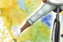 Dark Skin | Girl On A Bicycle| Woman Sublimation Product Image 5