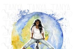 Dark Skin | Girl On A Bicycle| Woman Sublimation Product Image 4