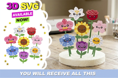 Garden Flowers Kawaii 3D SVG Product Image 1