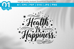 Health Is Happiness SVG Quote Design Product Image 1